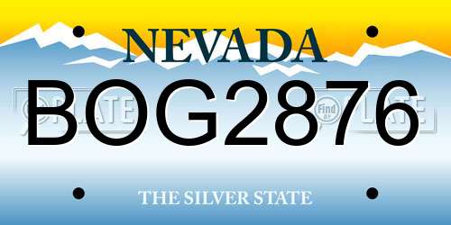 BOG2876 Nevada License Plate