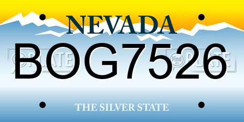 BOG7526 Nevada License Plate