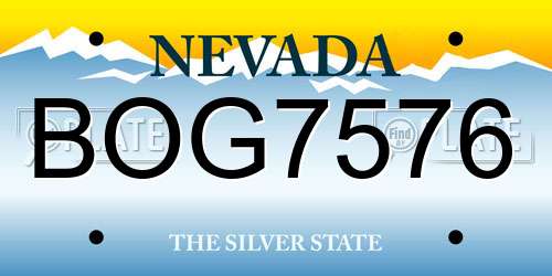 BOG7576 Nevada License Plate