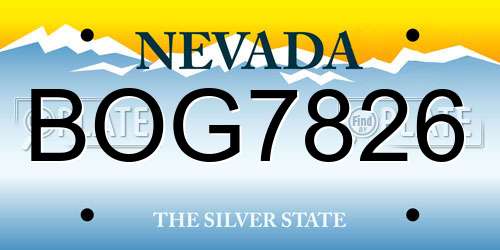 BOG7826 Nevada License Plate