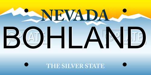 BOHLAND Nevada License Plate