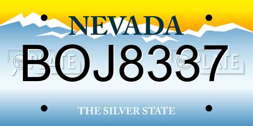 BOJ8337 Nevada License Plate