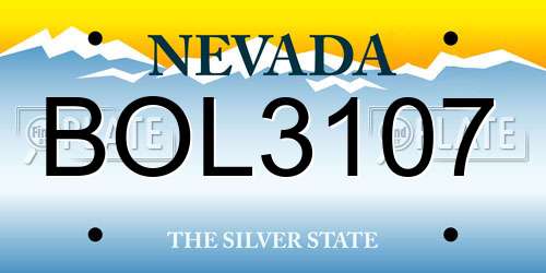 BOL3107 Nevada License Plate
