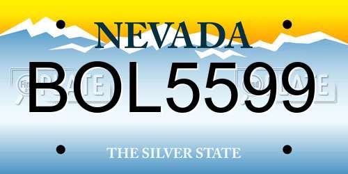 BOL5599 Nevada License Plate