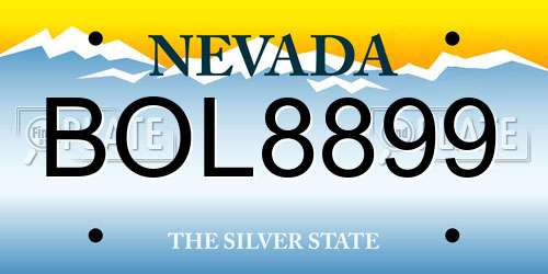 BOL8899 Nevada License Plate