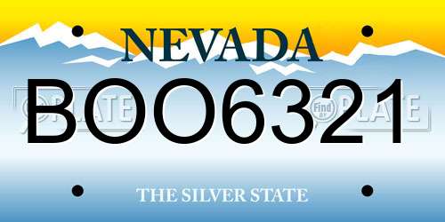 BOO6321 Nevada License Plate