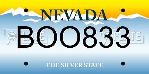 BOO833 Nevada License Plate