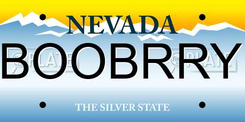 BOOBRRY Nevada License Plate