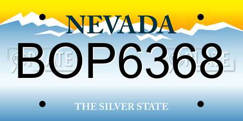 BOP6368 Nevada License Plate