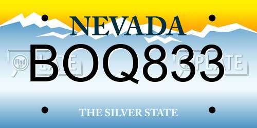 BOQ833 Nevada License Plate
