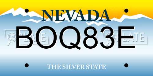 BOQ83E Nevada License Plate