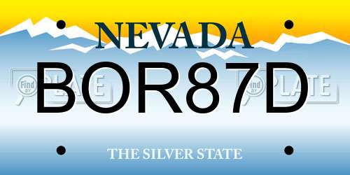 BOR87D Nevada License Plate
