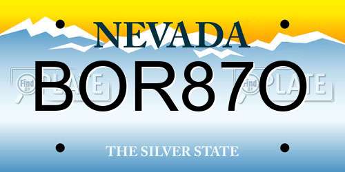 BOR87O Nevada License Plate
