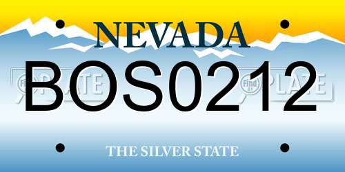 BOS0212 Nevada License Plate