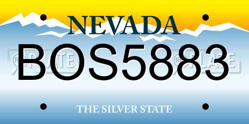 BOS5883 Nevada License Plate