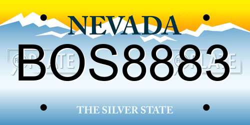 BOS8883 Nevada License Plate
