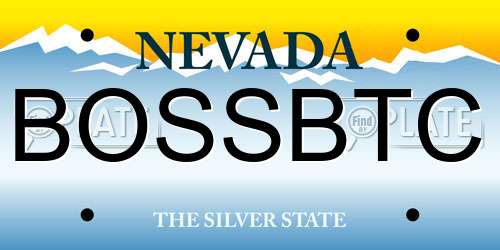 BOSSBTC Nevada License Plate