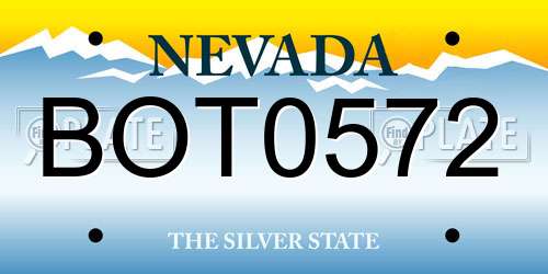 BOT0572 Nevada License Plate