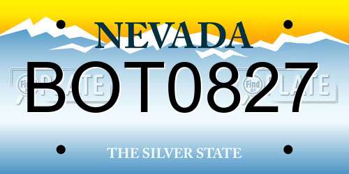 BOT0827 Nevada License Plate
