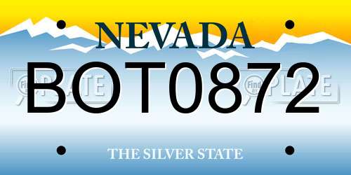 BOT0872 Nevada License Plate