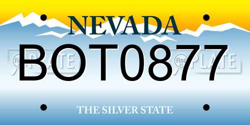 BOT0877 Nevada License Plate