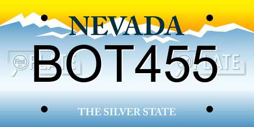 BOT455 Nevada License Plate