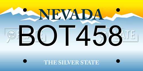 BOT458 Nevada License Plate