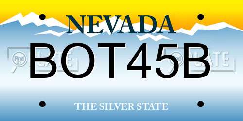 BOT45B Nevada License Plate