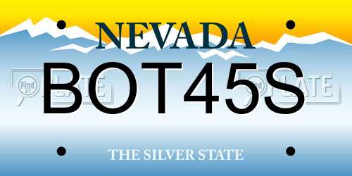 BOT45S Nevada License Plate