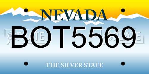 BOT5569 Nevada License Plate