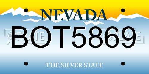 BOT5869 Nevada License Plate