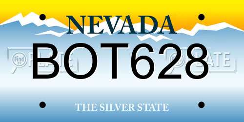 BOT628 Nevada License Plate