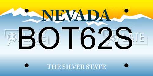 BOT62S Nevada License Plate