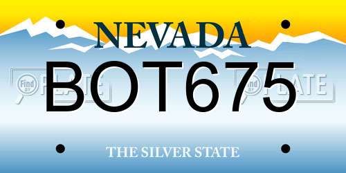 BOT675 Nevada License Plate