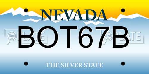 BOT67B Nevada License Plate