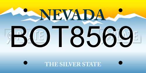 BOT8569 Nevada License Plate