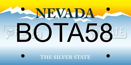 BOTA58 Nevada License Plate