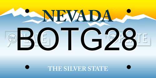 BOTG28 Nevada License Plate