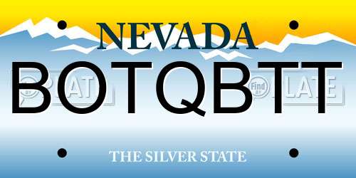 BOTQBTT Nevada License Plate