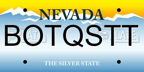 BOTQSTT Nevada License Plate