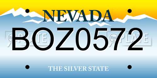 BOZ0572 Nevada License Plate
