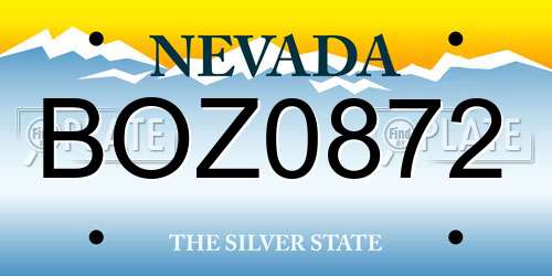 BOZ0872 Nevada License Plate