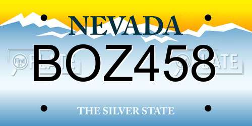 BOZ458 Nevada License Plate