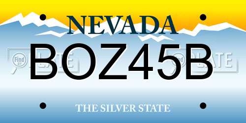 BOZ45B Nevada License Plate