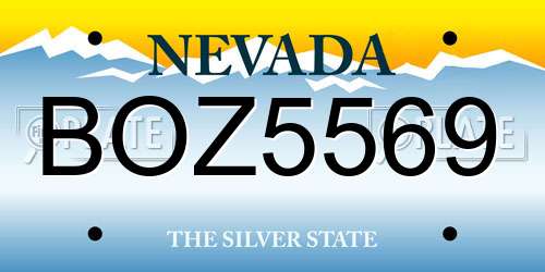 BOZ5569 Nevada License Plate