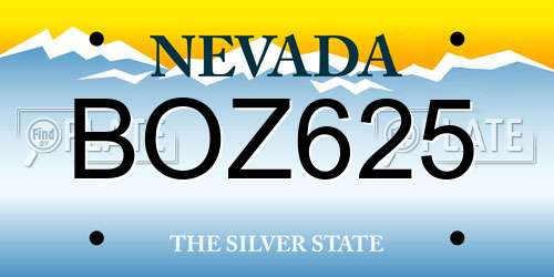BOZ625 Nevada License Plate