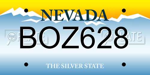 BOZ628 Nevada License Plate