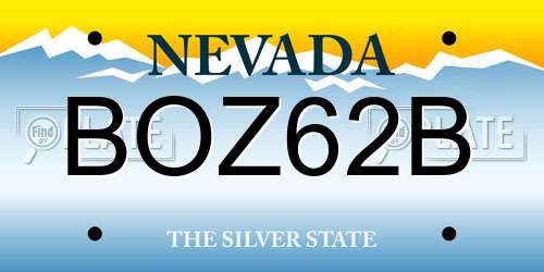BOZ62B Nevada License Plate