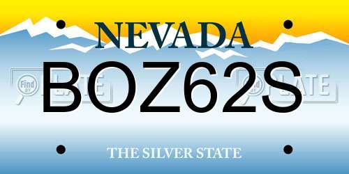BOZ62S Nevada License Plate