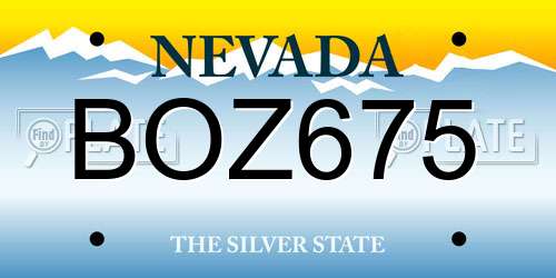 BOZ675 Nevada License Plate